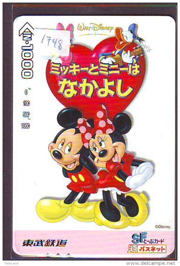 Carte Prépayée Japon * DISNEY  (1748) MICKEY &amp; MINNIE * 1000 YEN  * JAPAN PREPAID CARD - Disney