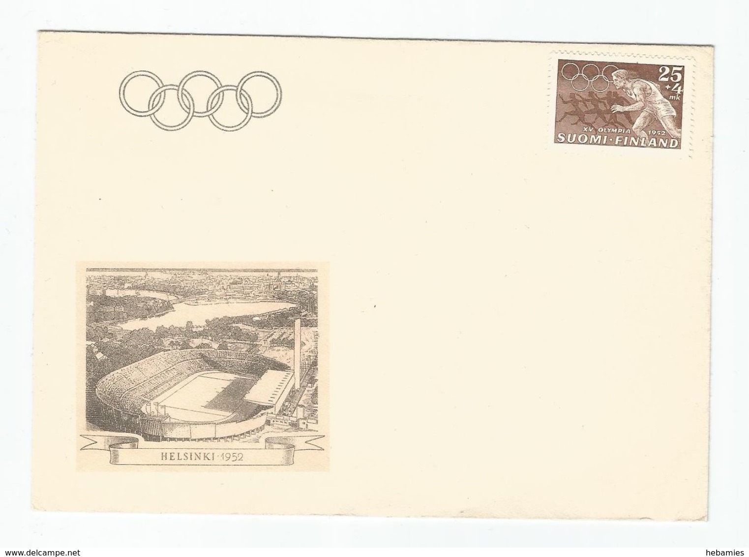 FINLAND -  HELSINKI - 15th SUMMER OLYMPICS - THE OLYMPIC STADIUM - UNUSED COVER WITH SPECIAL OLYMPIC STAMP - - Jeux Olympiques