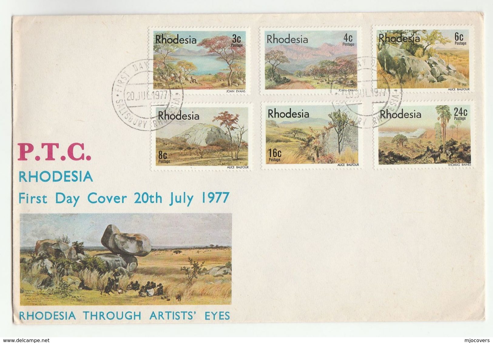 1977 RHODESIA FDC Stamps ART LANDSCAPES Cover Tree Trees Mountain - Rhodesia (1964-1980)