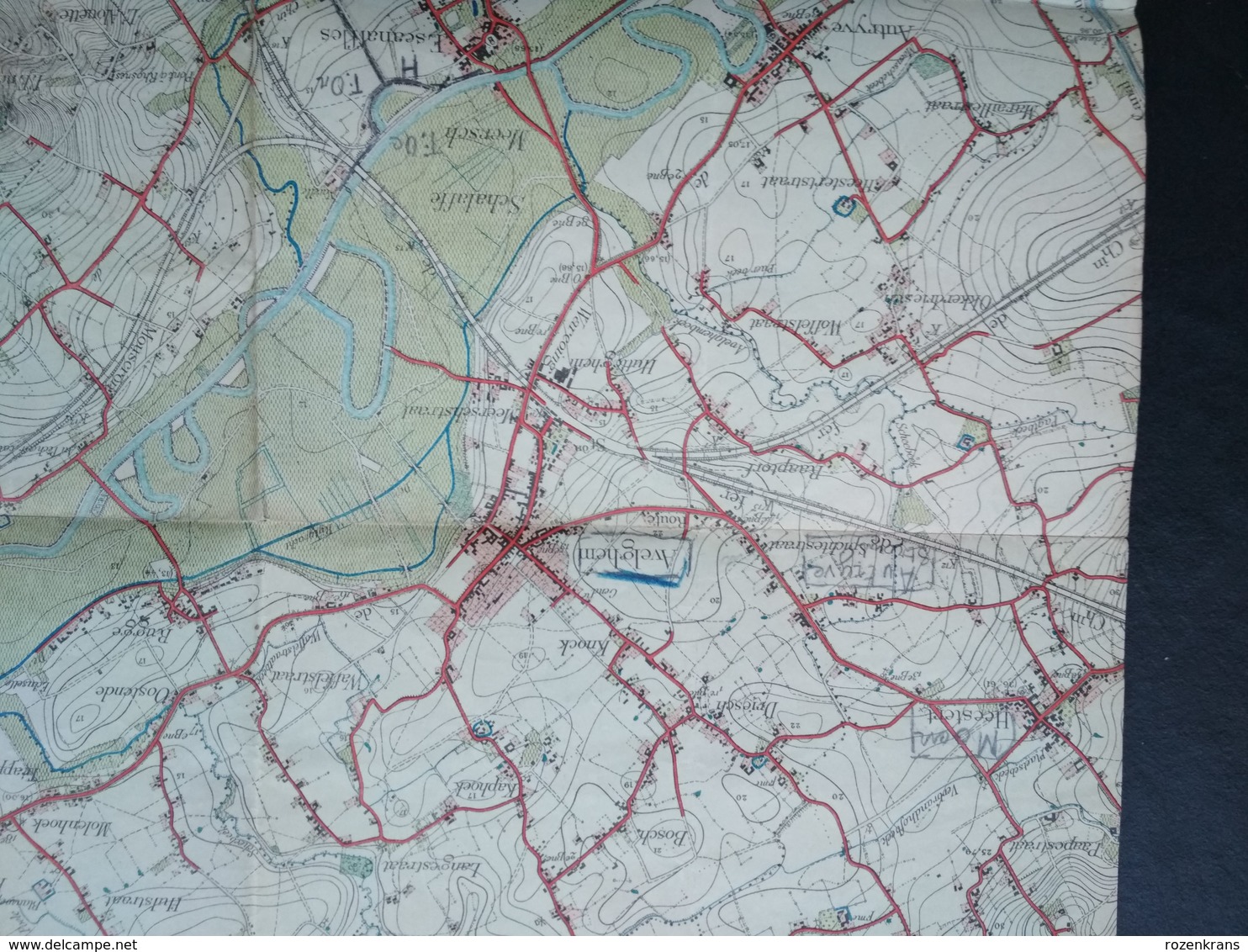 Topografische Kaart STAFKAART Ingooigem Kerkhove Avelgem Escanaffles Orroir Renaix Kluisberg Ruien Tiegem  (uitgesneden) - Cartes Topographiques