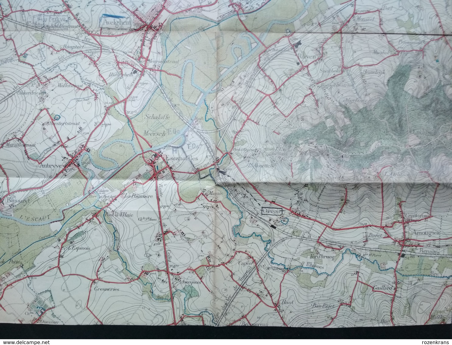 Topografische Kaart STAFKAART Ingooigem Kerkhove Avelgem Escanaffles Orroir Renaix Kluisberg Ruien Tiegem  (uitgesneden) - Cartes Topographiques