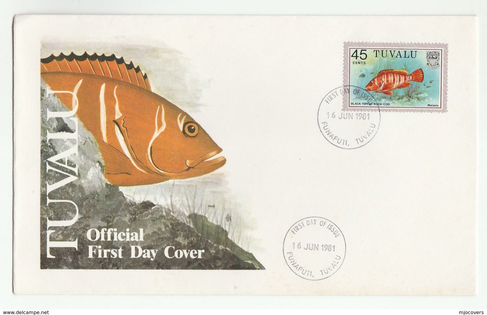 1981 TUVALU  FDC  Stamps COD FISH Cover - Fishes