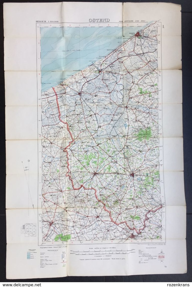 Topografische En Militaire Kaart STAFKAART 1911 War Office Oostende Ieper Zonnebeke Zillebeke Passendale Diksmuide - Topographical Maps