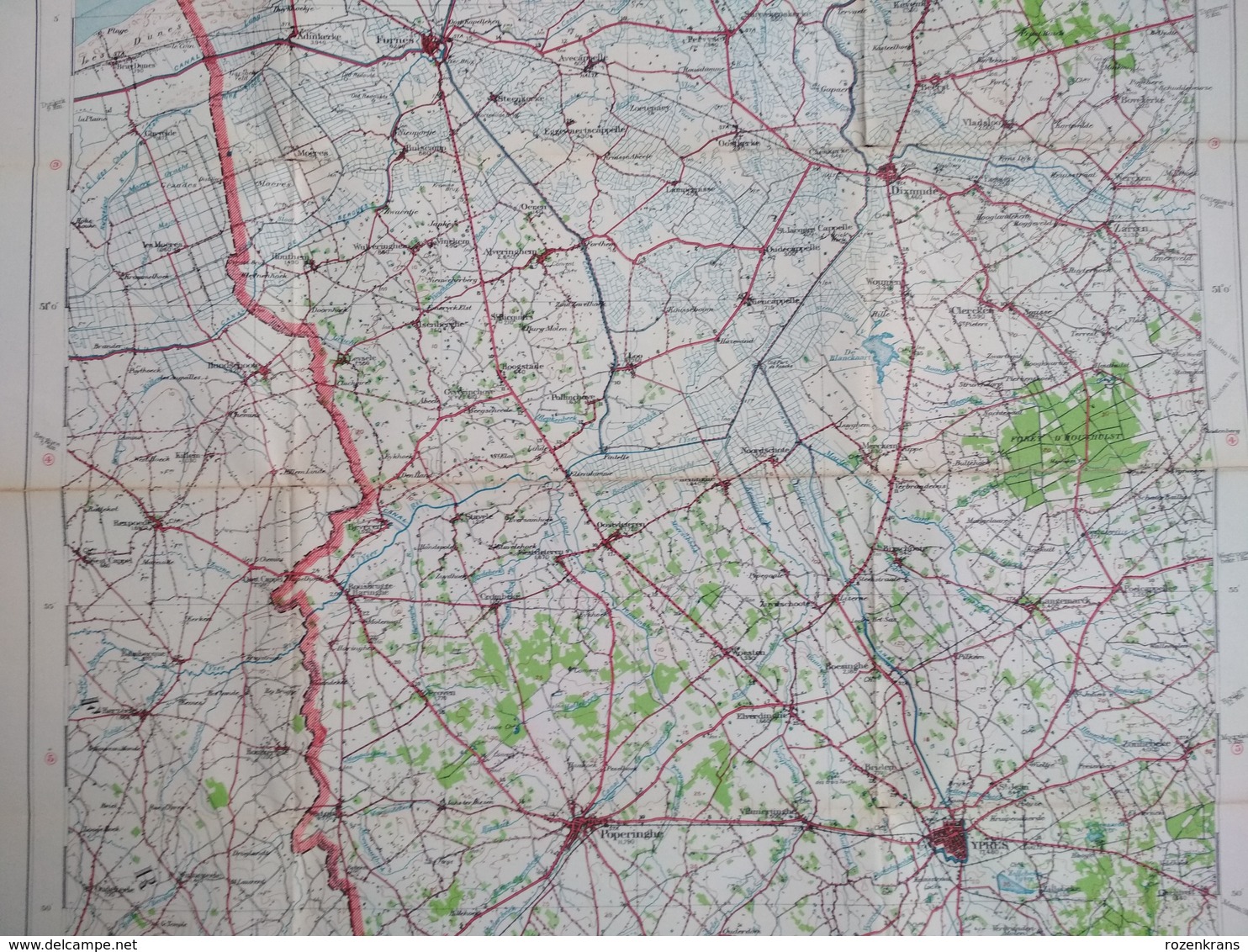 Topografische en militaire kaart STAFKAART 1911 War Office Oostende Ieper Zonnebeke Zillebeke Passendale Diksmuide