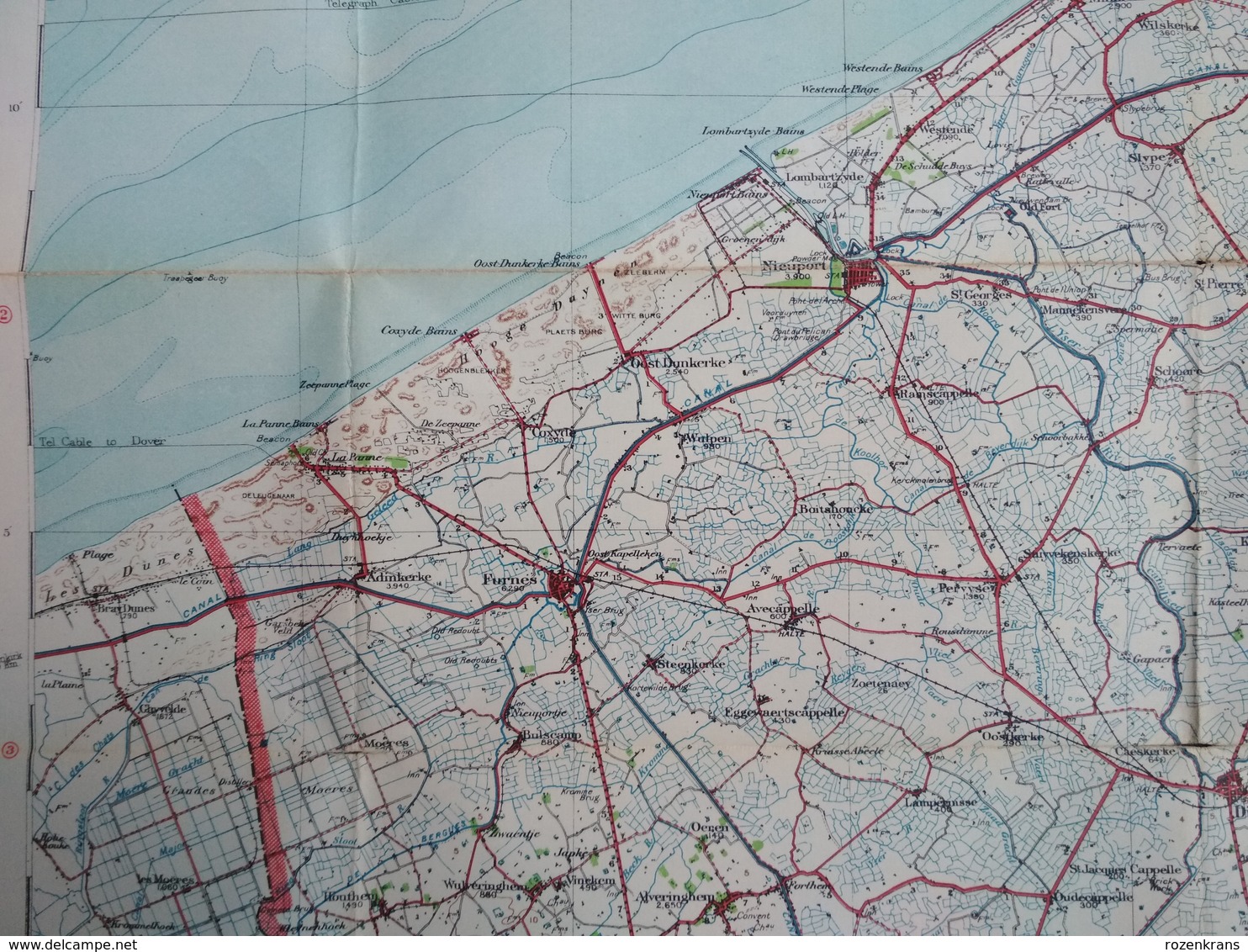 Topografische en militaire kaart STAFKAART 1911 War Office Oostende Ieper Zonnebeke Zillebeke Passendale Diksmuide