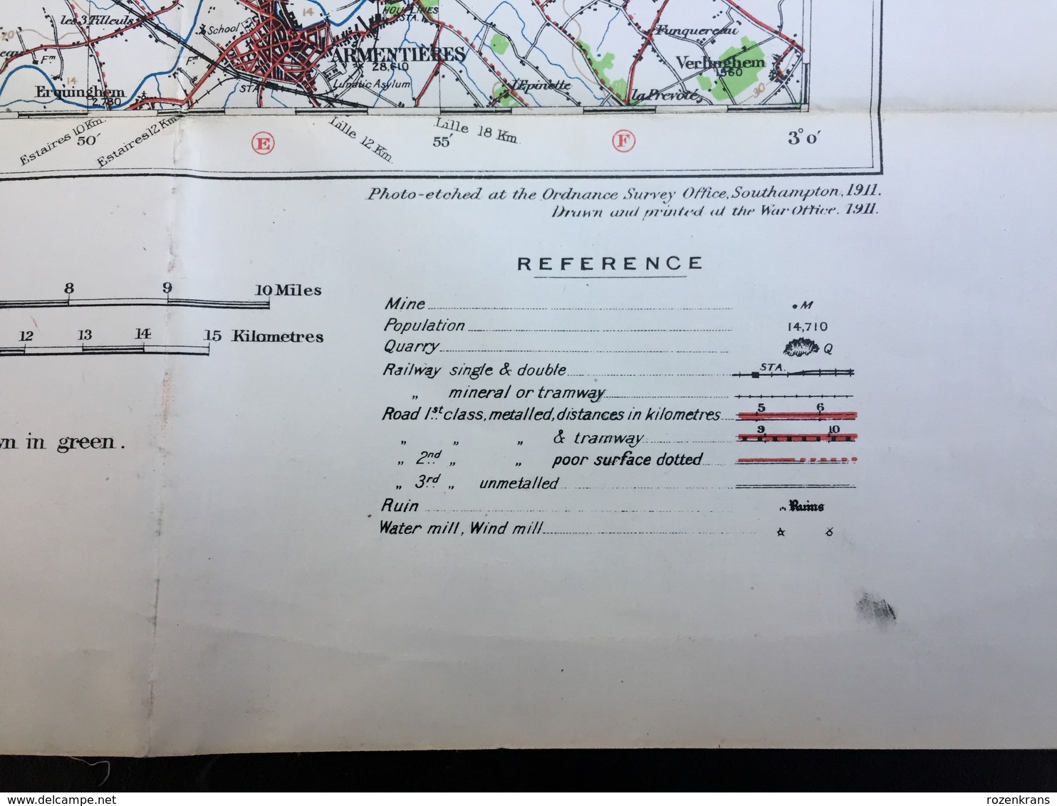 Topografische en militaire kaart STAFKAART 1911 War Office Oostende Ieper Zonnebeke Zillebeke Passendale Diksmuide