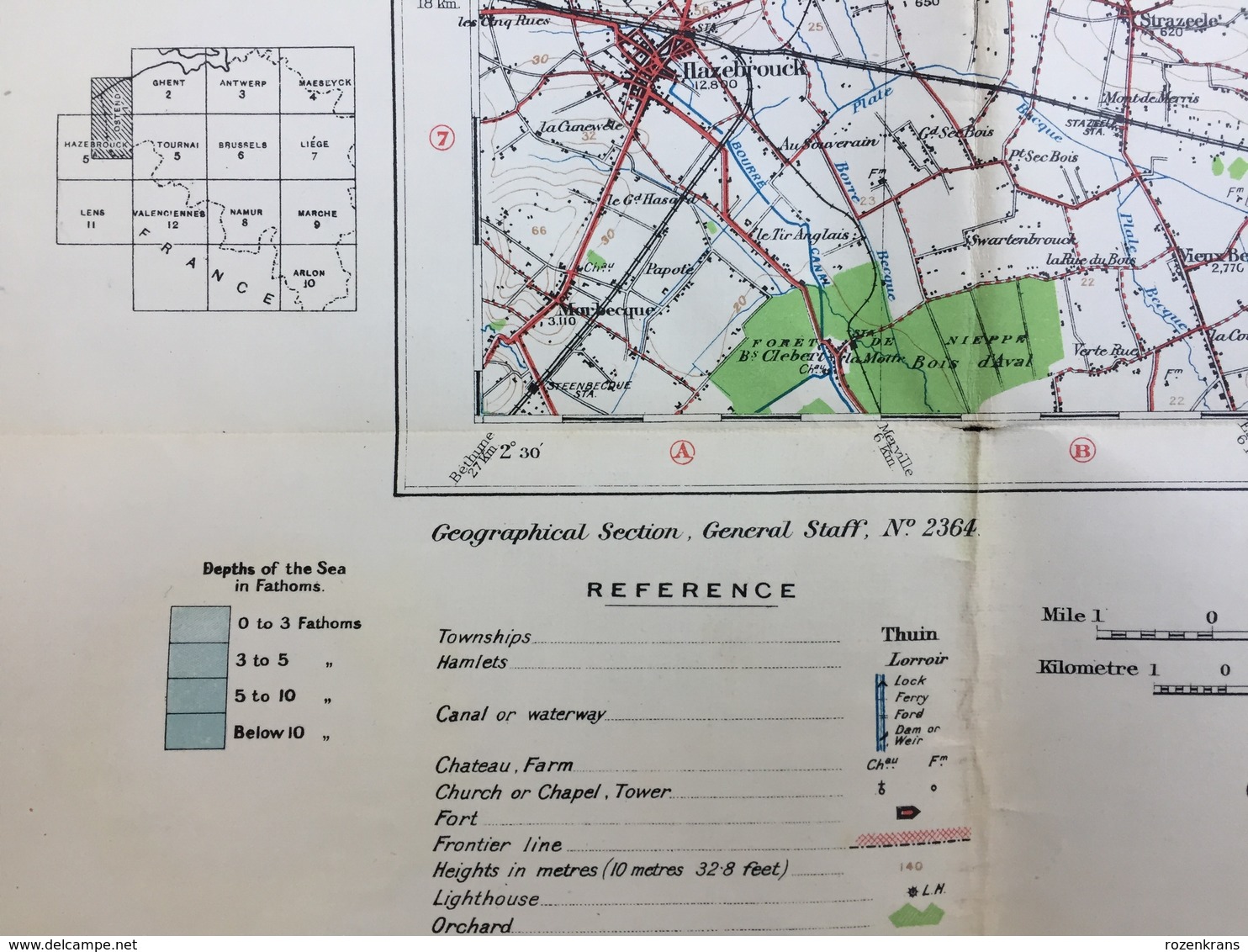 Topografische en militaire kaart STAFKAART 1911 War Office Oostende Ieper Zonnebeke Zillebeke Passendale Diksmuide