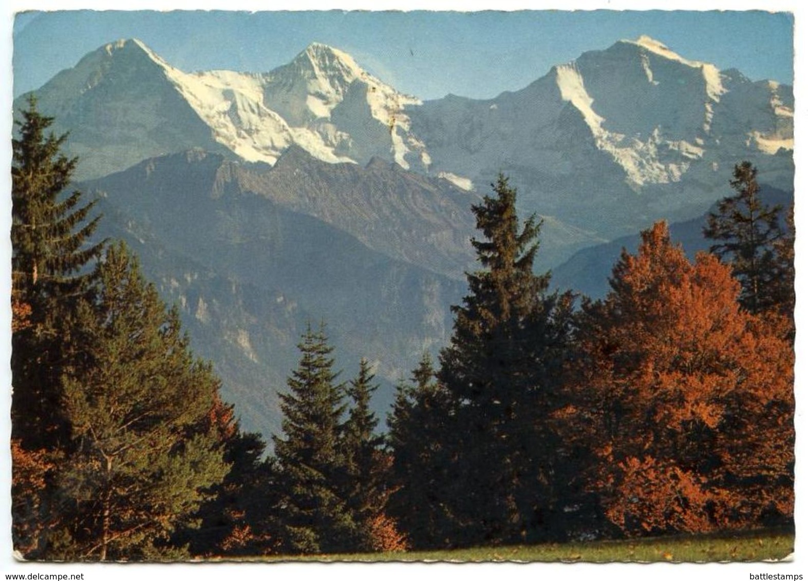 Switzerland 1959 Postcard Eiger, Mönch, Jungfrau, Thun To Wooster OH - Thoune / Thun