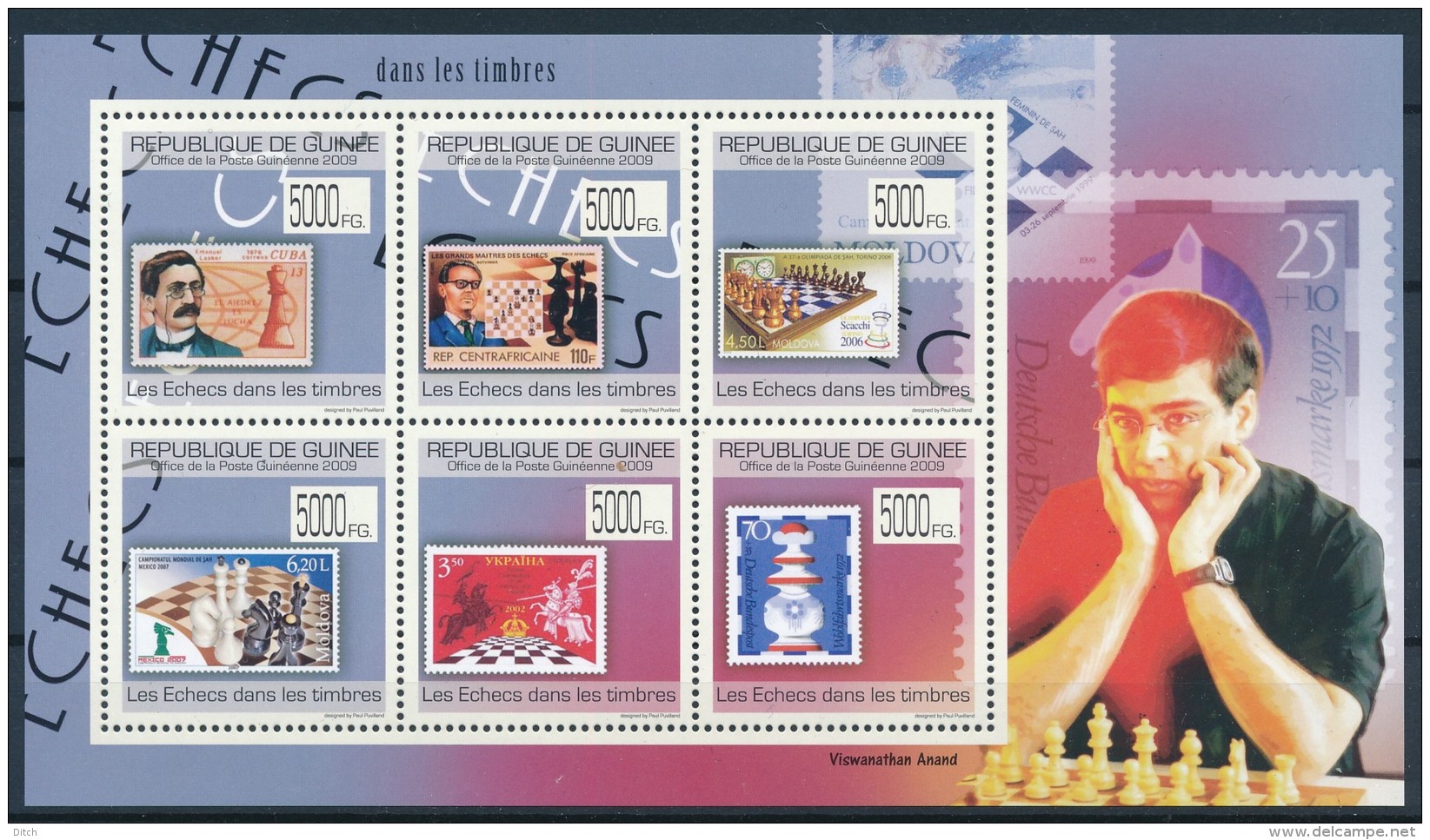 D- [400830] **/Mnh-Guinée 2009 - BL4468/4473, Les échecs, Personnalitées - Echecs