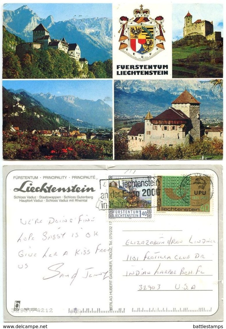 Liechtenstein 2000 Postcard Coat Of Arms & Scenic Views, Scott 550 & 1091 - Liechtenstein