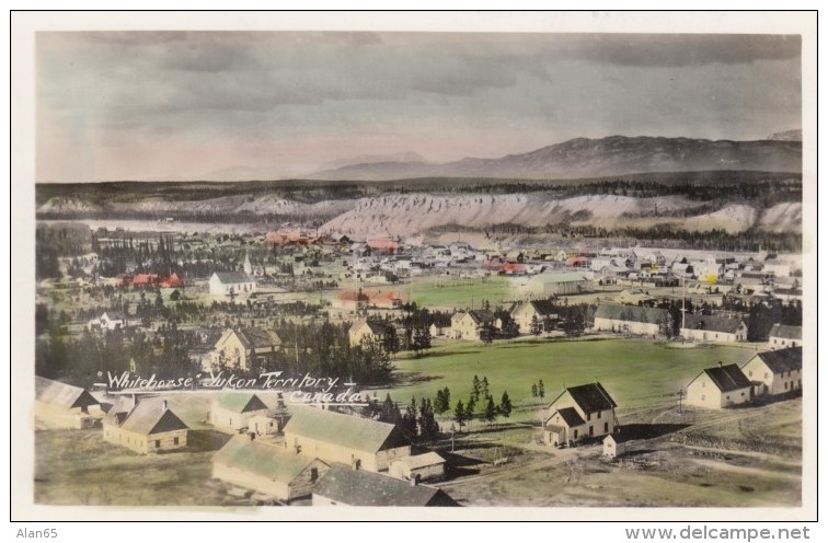 Whitehorse Yukon Canada, Panoramic View Of Town C1920s/40s Vintage Colorized Real Photo Postcard - Yukon