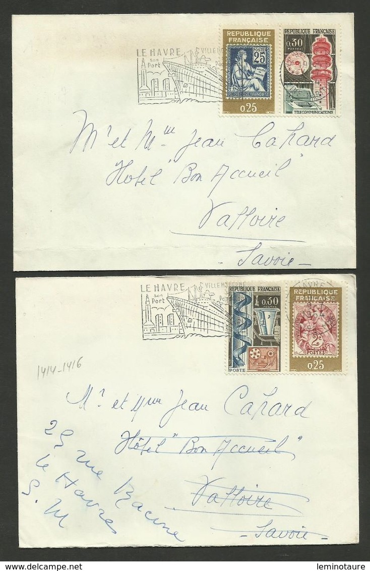 Série Exposition PHILATEC 1964 / Lot 2 Enveloppes / LE HAVRE 04. & 09.07.1964 - 1961-....