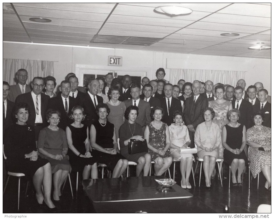 Orlando AFB? Base Militaire Aerienne Portrait De Groupe Employees Bureau Ancienne Photo 1965 - War, Military