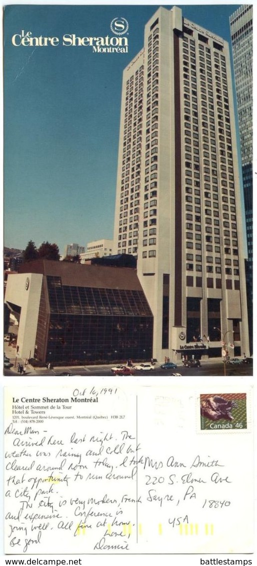 Canada 1991 Postcard Montreal Quebec-Le Centre Sheraton Hotel, Scott 1172Ag Wolverine - Montreal