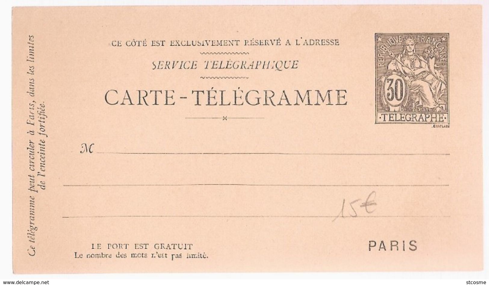 G608 - Postal Stationery / PSC / Entier Postal / Carte-télégramme Au Type Chaplain 30c - Neumáticos