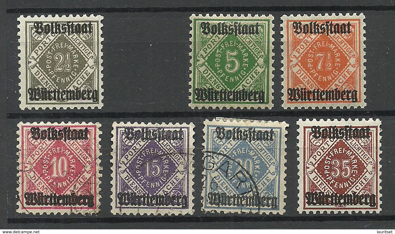 Deutschland Württemberg 1919 = 7 Werte Aus Michel 134 - 143 */o - Sonstige & Ohne Zuordnung