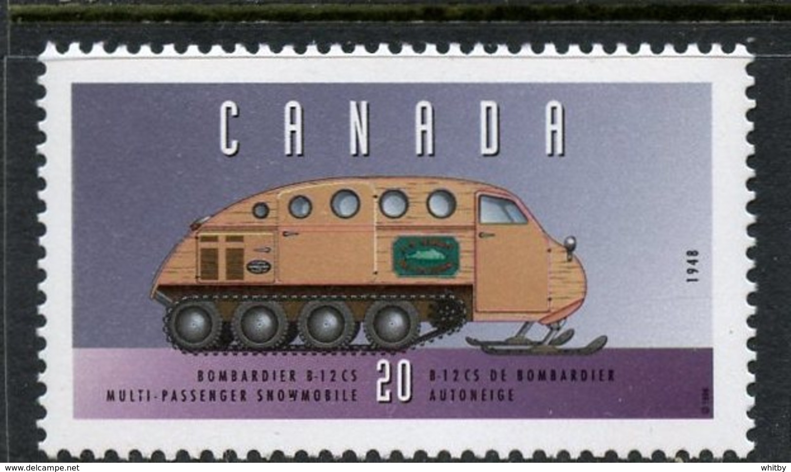 Canada 1996  20 Cent Bombardier Snowmobile Issue  #1605u  MNH - Unused Stamps