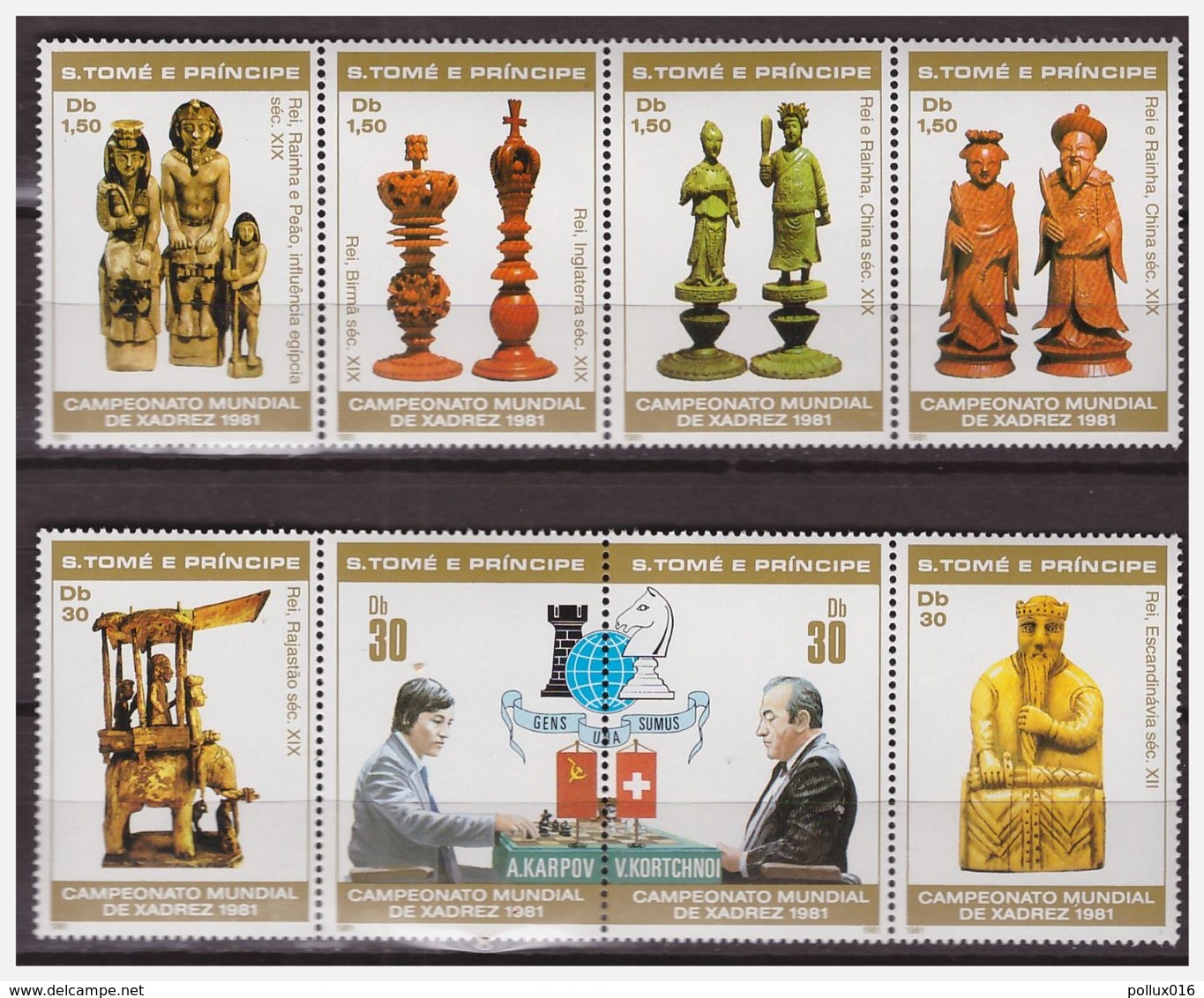 1027 Sao Tome 1981 Schaken Chess Echec Shach Karpov Kortchnoi MNH - Chess