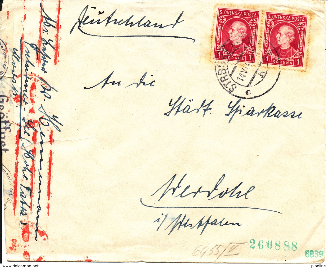 Slovakia Nazi Cencored Cover 14-6-1941 ?? - Covers & Documents