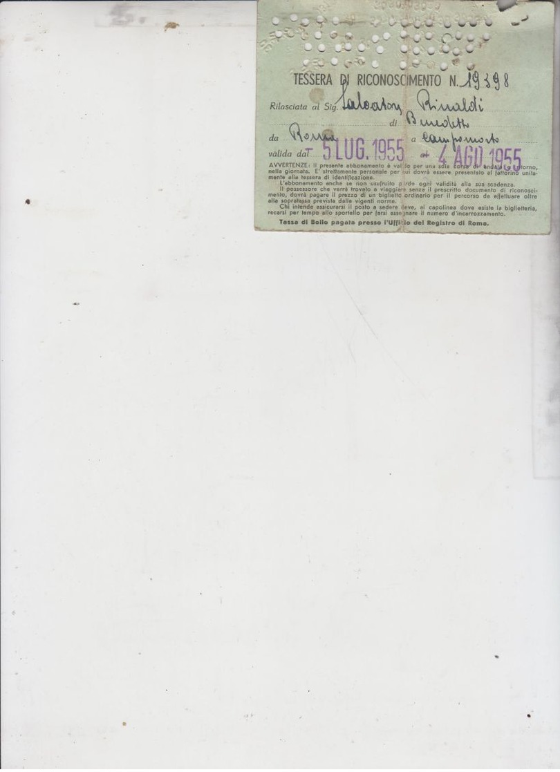 Biglietto Ticket Abbonamento Mensile Autoservizi Zeppieri 1955 - Europe