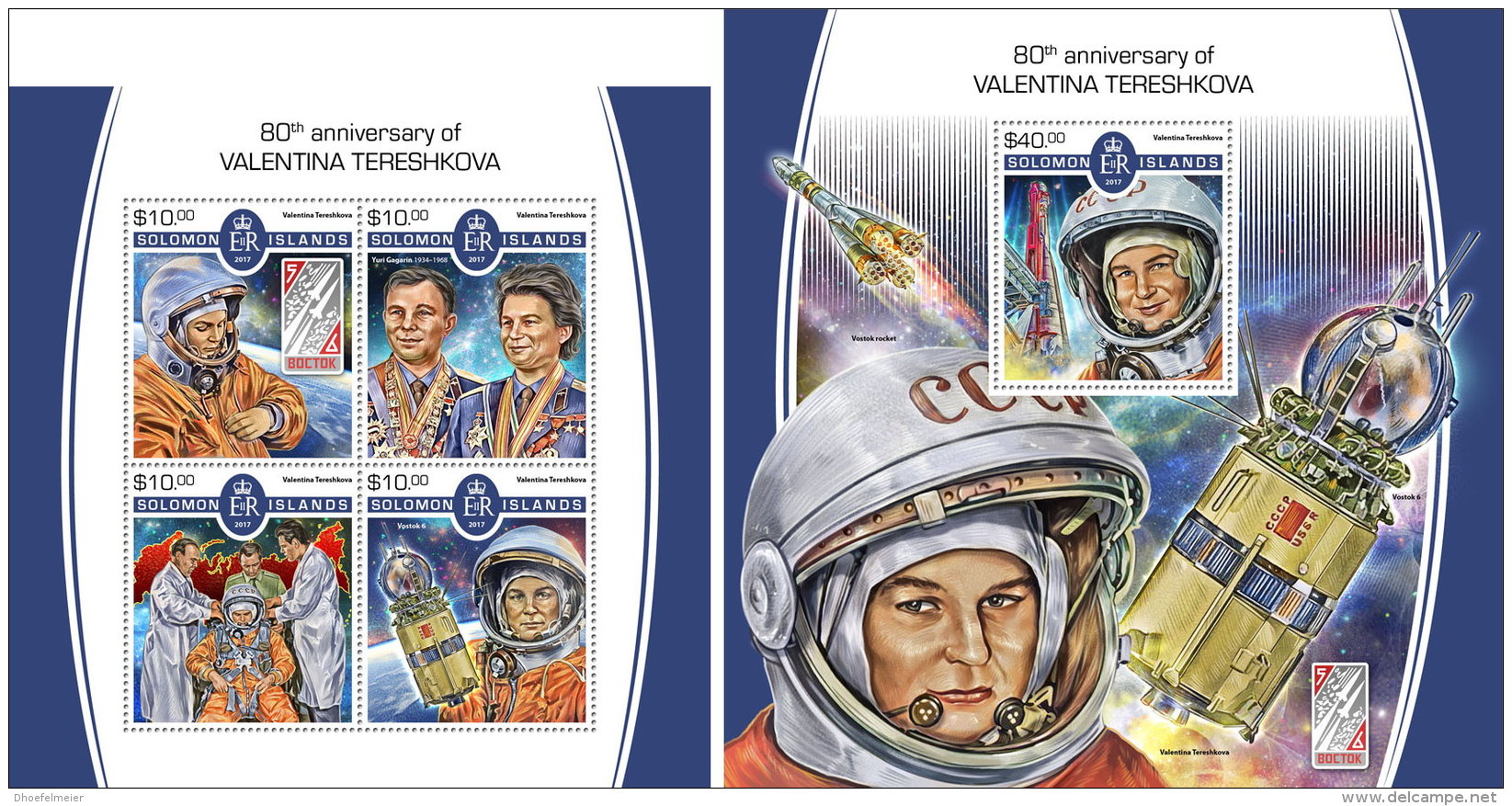 SOLOMON ISLANDS 2017 MNH** Valentina Tereshkova Space Raumfahrt Espace M/S+S/S - OFFICIAL ISSUE - DH1806 - Other & Unclassified