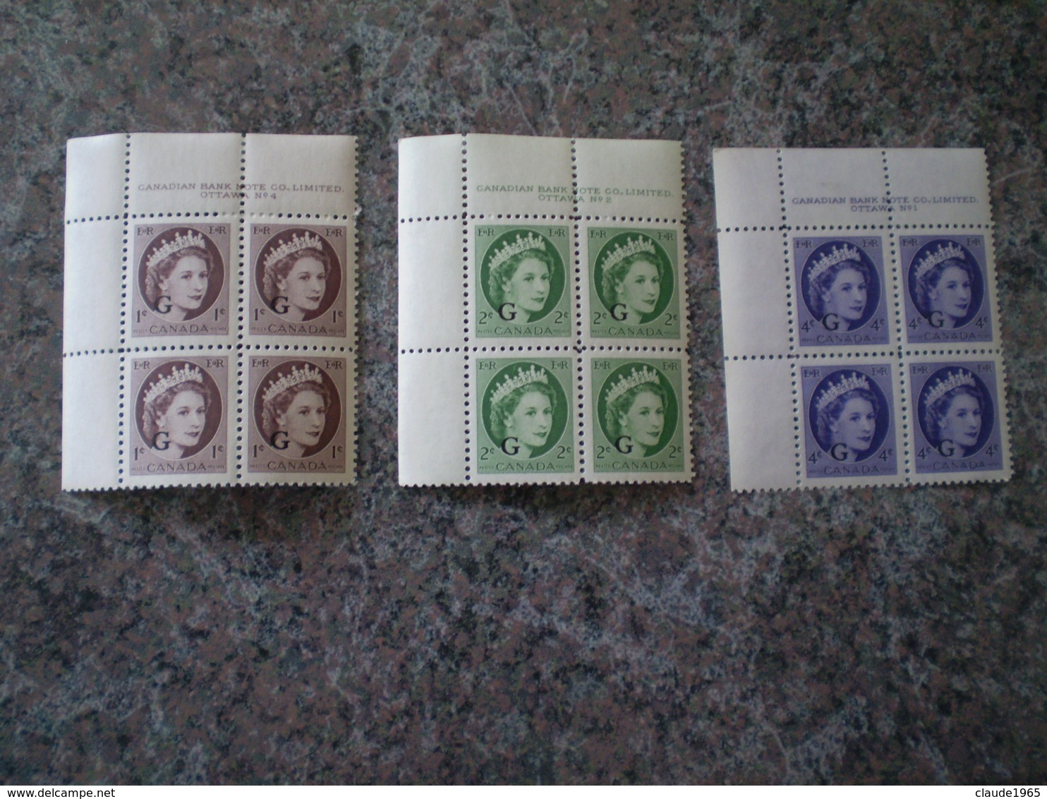 Canada 1955 #  O40 - O41 - O43 Overprint Mint 3 Block - Aufdrucksausgaben