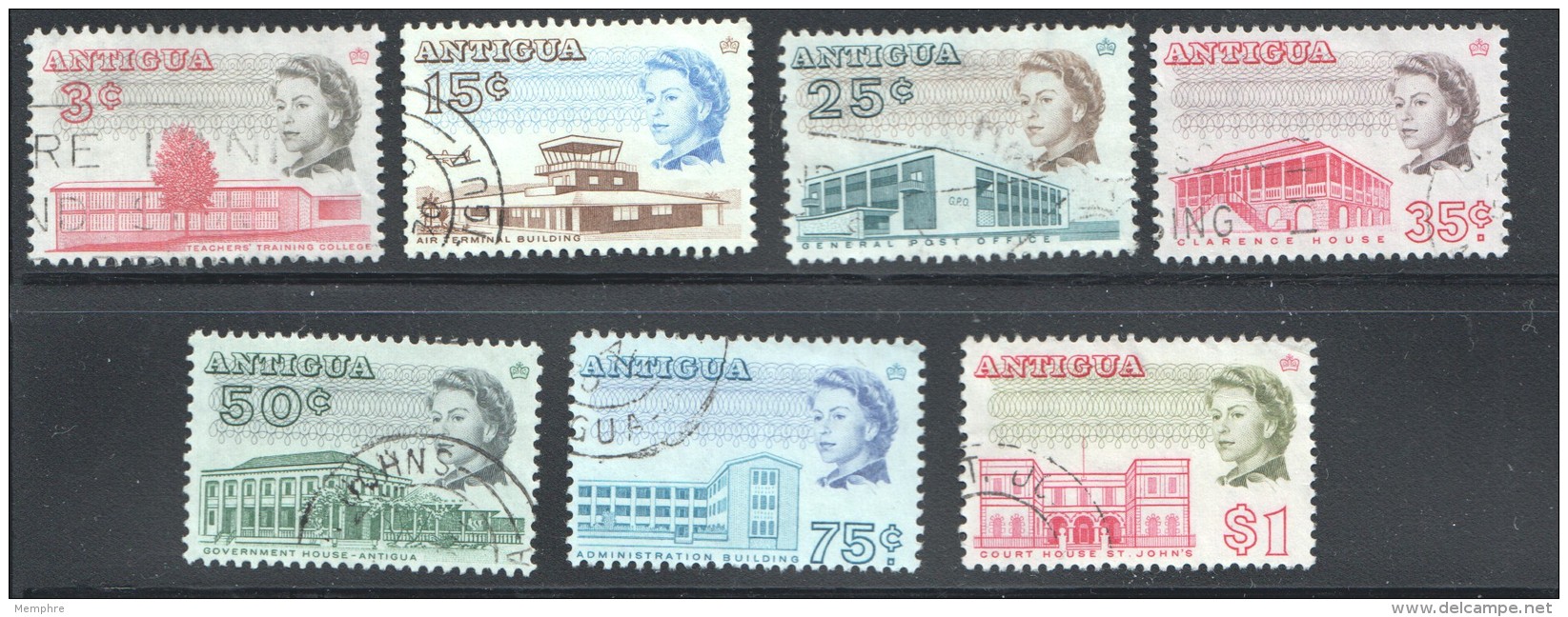 ANTIGUA 1966   7 Values  Queen Elizabeth Definitives Perf 11&frac12; X 11  Used - 1960-1981 Autonomía Interna