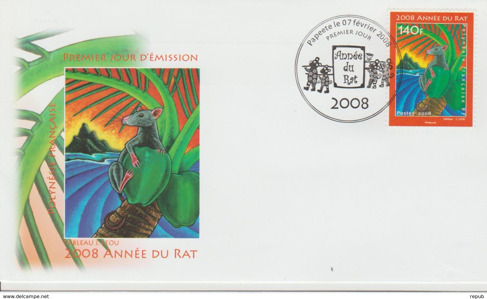 Polynésie Française 2008 Année Du Rat 828 - FDC