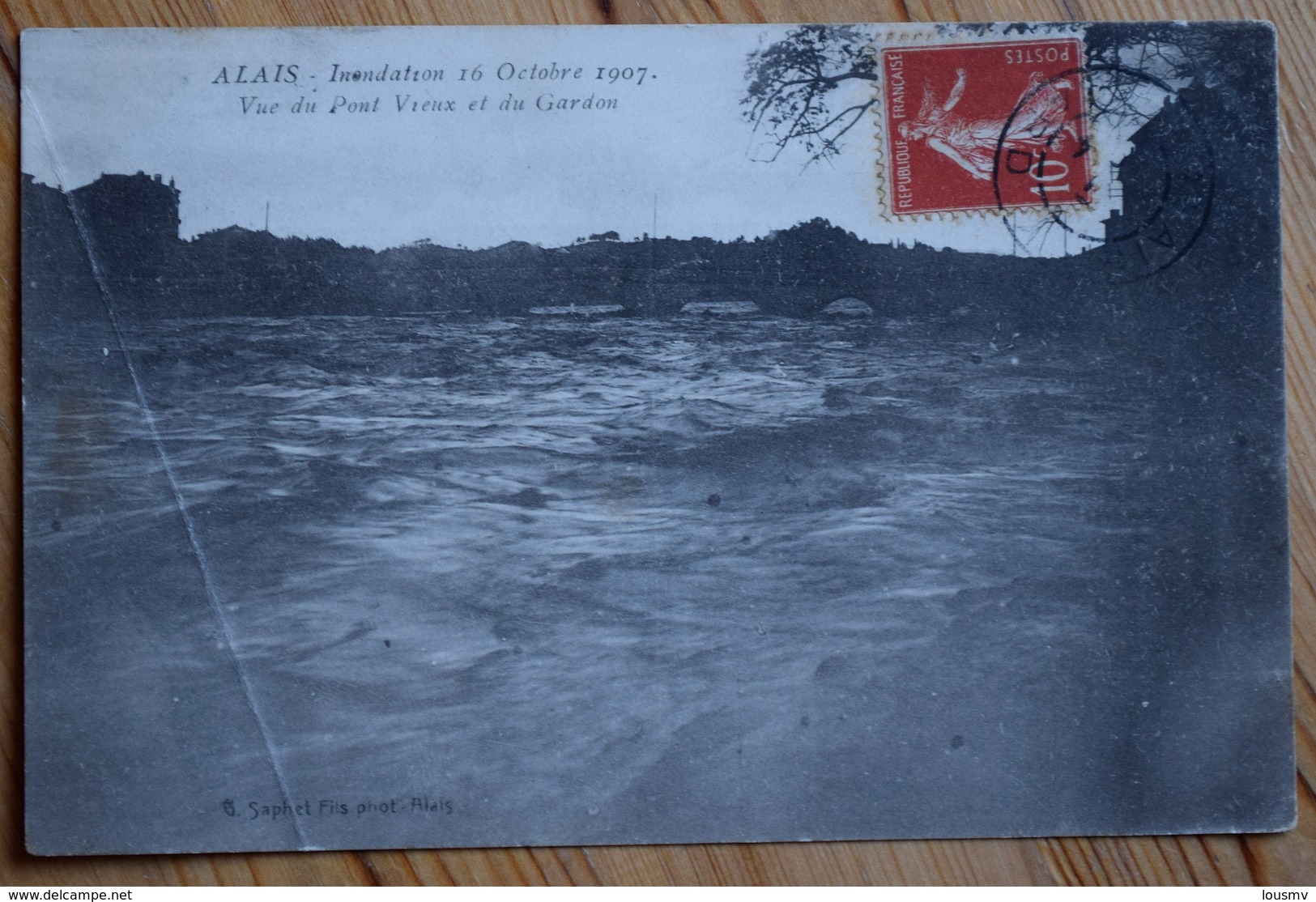 30 : Alès / Alais - Inondation Du 16 Octobre 1907 - Vue Du Pont Vieux Et Du Gardon - Pli D'angle - (n°10020) - Alès
