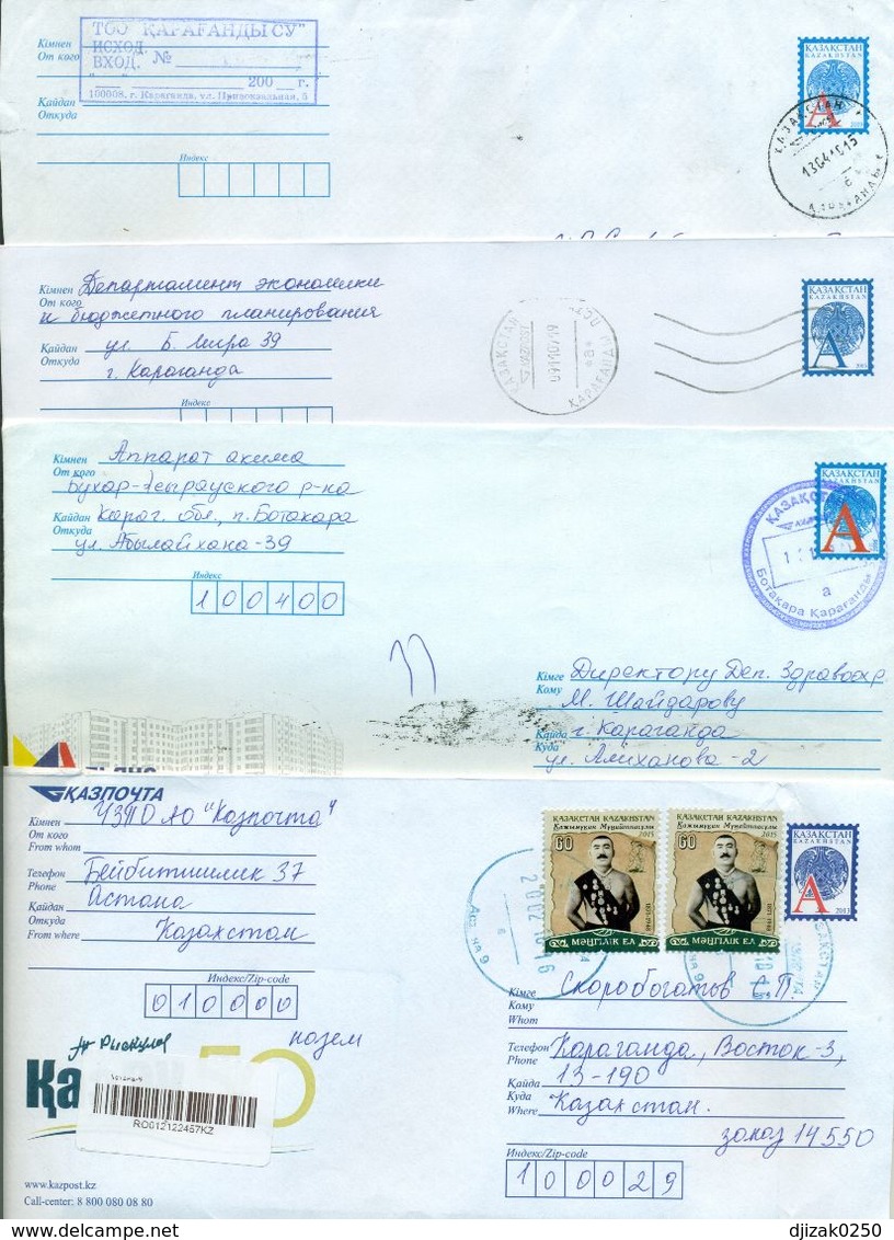 Kazakhstan. Four Envelopes With A Printed Stamp. Envelopes Passed The Mail. - Kazakhstan