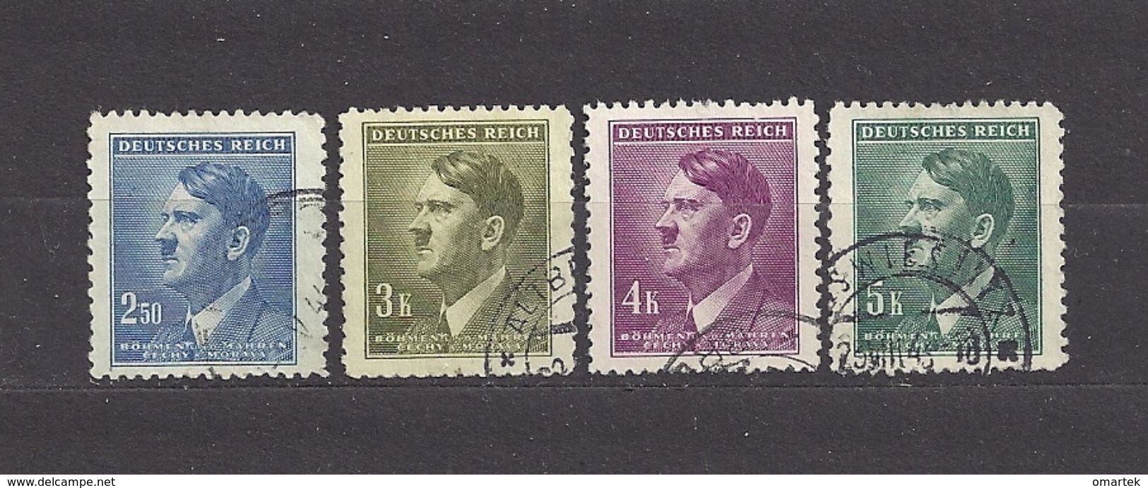 Bohemia & Moravia Böhmen Und Mähren 1942 Gest ⊙ Mi 101, 102, 103, 104 Sc 74, 75, 76, 77 Hitler 4 Stamps - Gebraucht