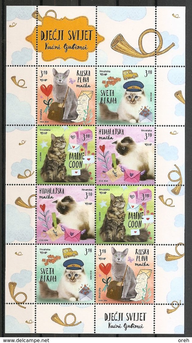 CROATIA 2018,FAUNA,CHILDREN S WORLD,PETS,CAT,CATS,SHEET,,MNH - Hauskatzen