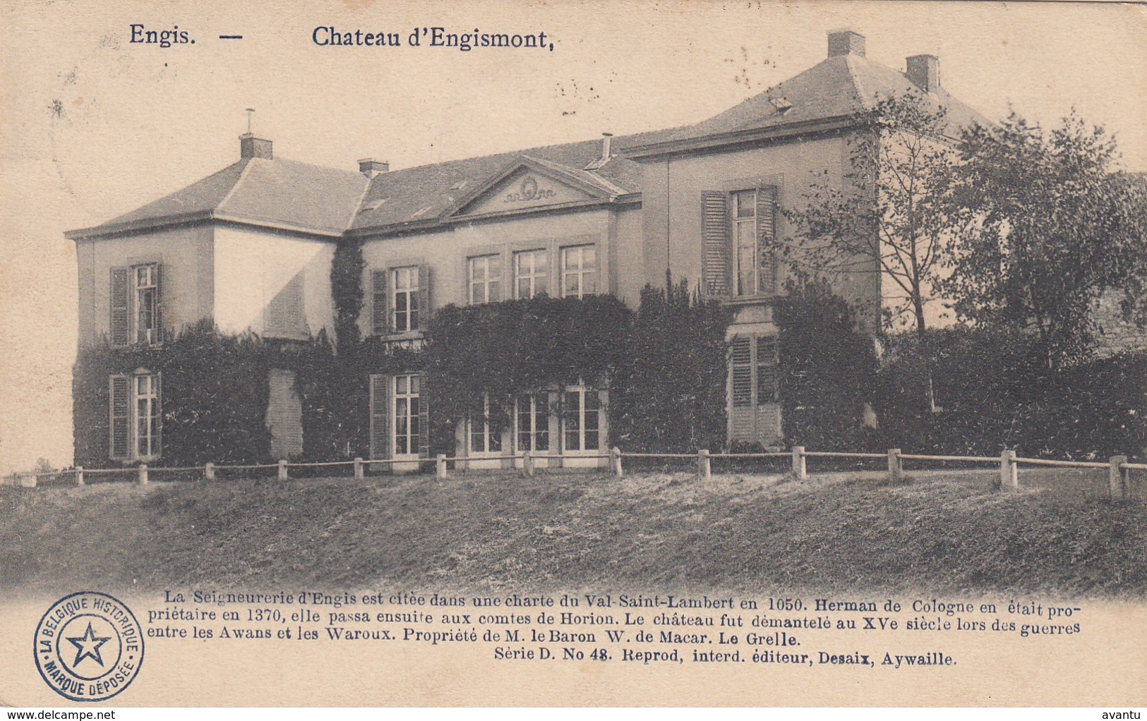 ENGIS / LE CHATEAU D ENGISMONT  1910 - Engis