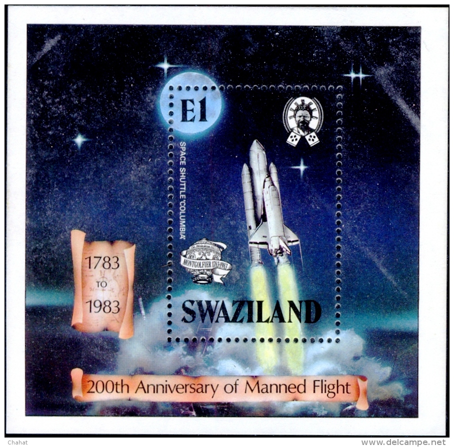 SPACE SHUTTLE-22th ANNIVERSARY OF MANNED FLIGHT-SWAZILAND-MS-MNH-M2-28 - Other & Unclassified