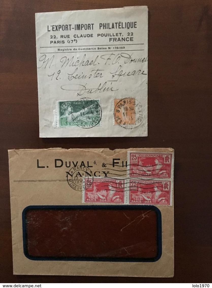 JEUX OLYMPIQUES 1924 - Lettre De Nancy Et Bordereau Pour Journaux YT 184 183 - Lettres & Documents