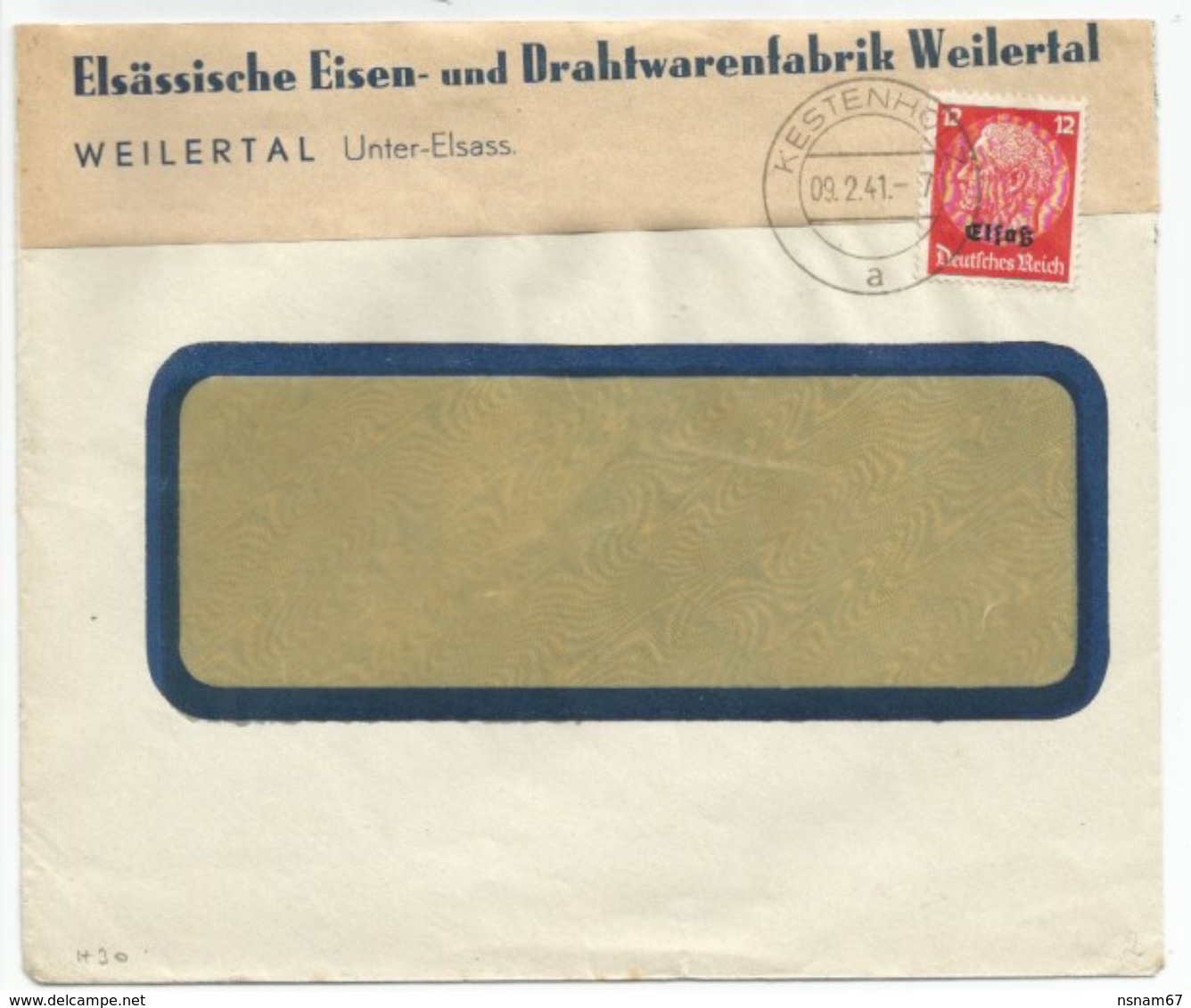 H30 - KESTENHOLZ - 1941 - CHATENOIS - Entête Eisen Und Drahtwagenfabrik Weilertal - - Other & Unclassified