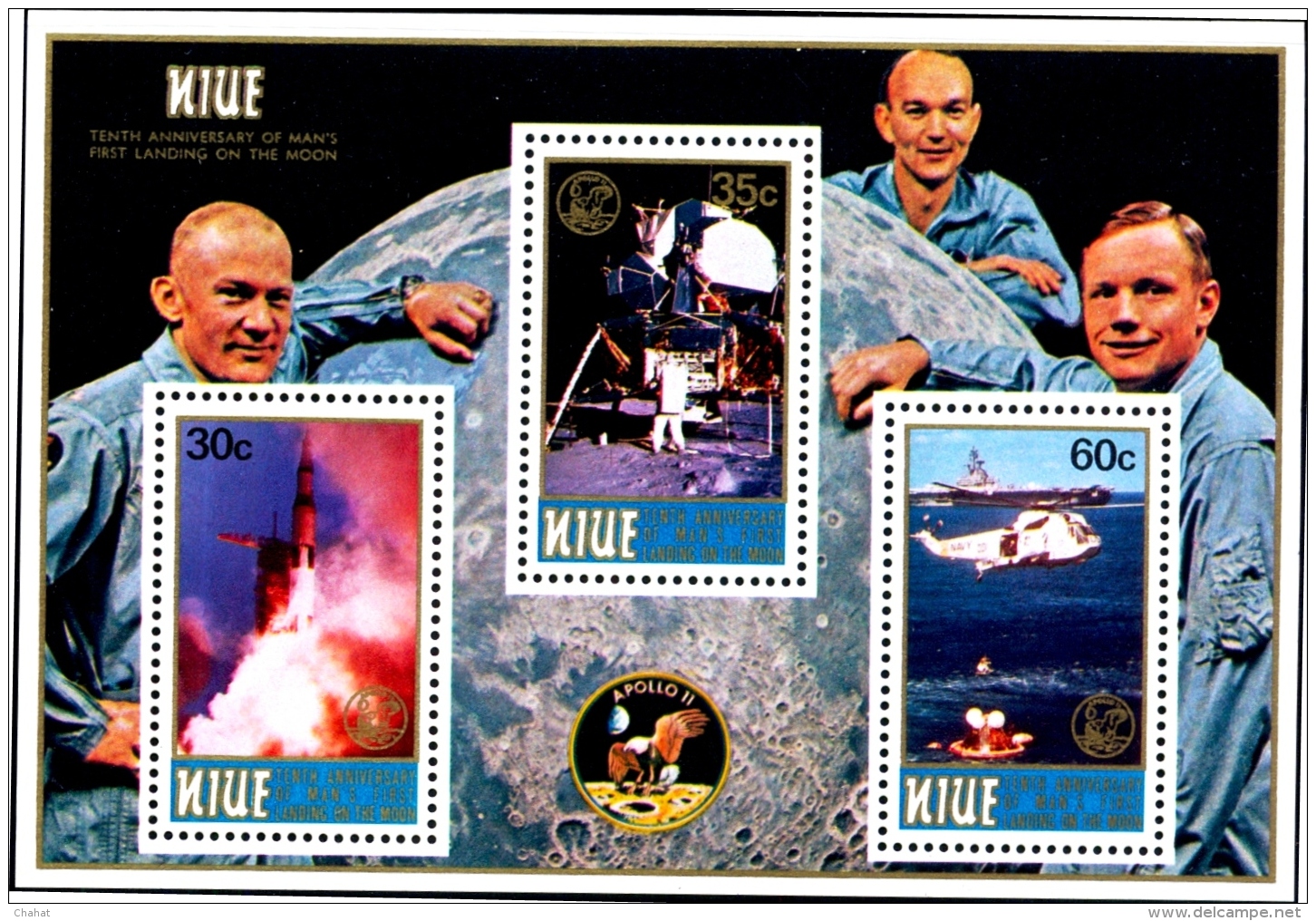 SPACE-MANNED FLIGHT-10th ANNIVERSARY-SET OF 3 WITH MS-NIUE-MNH-M2-33 - Other & Unclassified