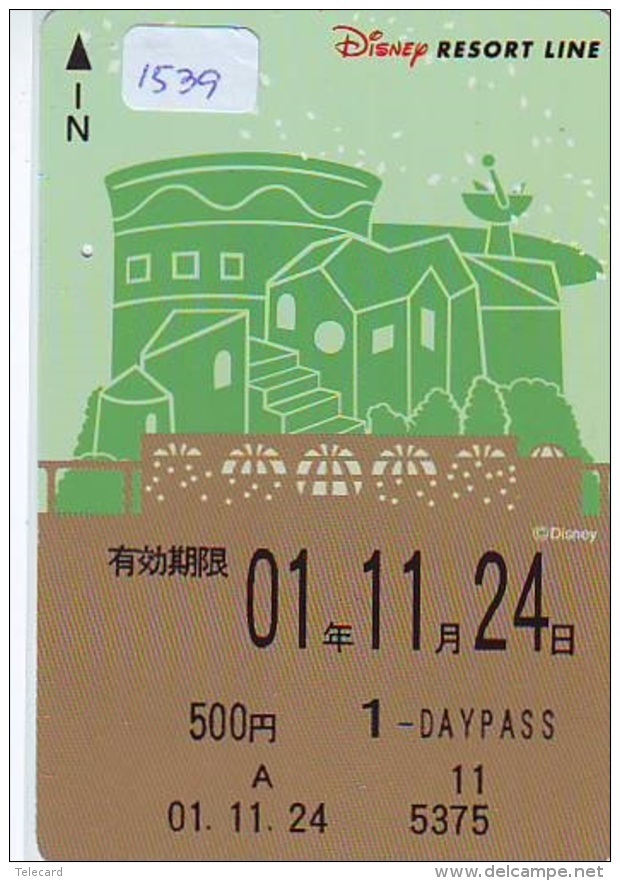 Carte Prépayée Japon  (1766)  DISNEY * RESORT LINE * TRAIN * 500 YEN * 1 DAY PASS*   JAPAN PREPAID CARD - Disney