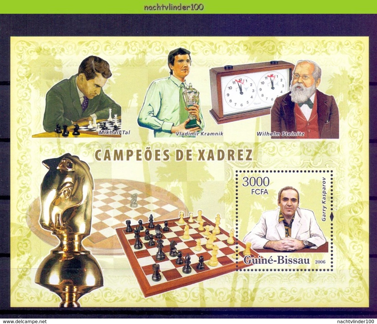 Nep068 SPORT SCHAKEN PAARD CHESS HORSE SCHACHSPIEL PFERD ECHECS Michel 3459 GUINÉ-BISSAU 2006 PF/MNH - Schaken