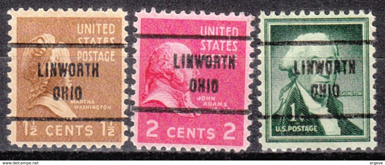 USA Precancel Vorausentwertung Preo, Locals Ohio, Linworth 713, 3 Diff. - Precancels