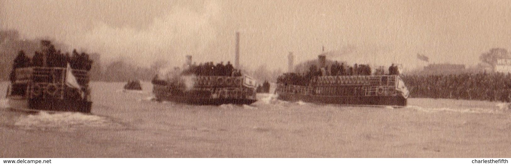 RARE LARGE PHOTO - THE OXFORD / CAMBRIDGE UNIVERSITY BOAT RACE IN 1926 - 21 X 16CM - THE STEAMERS IN FRONT OF ROWERS ! - Roeisport