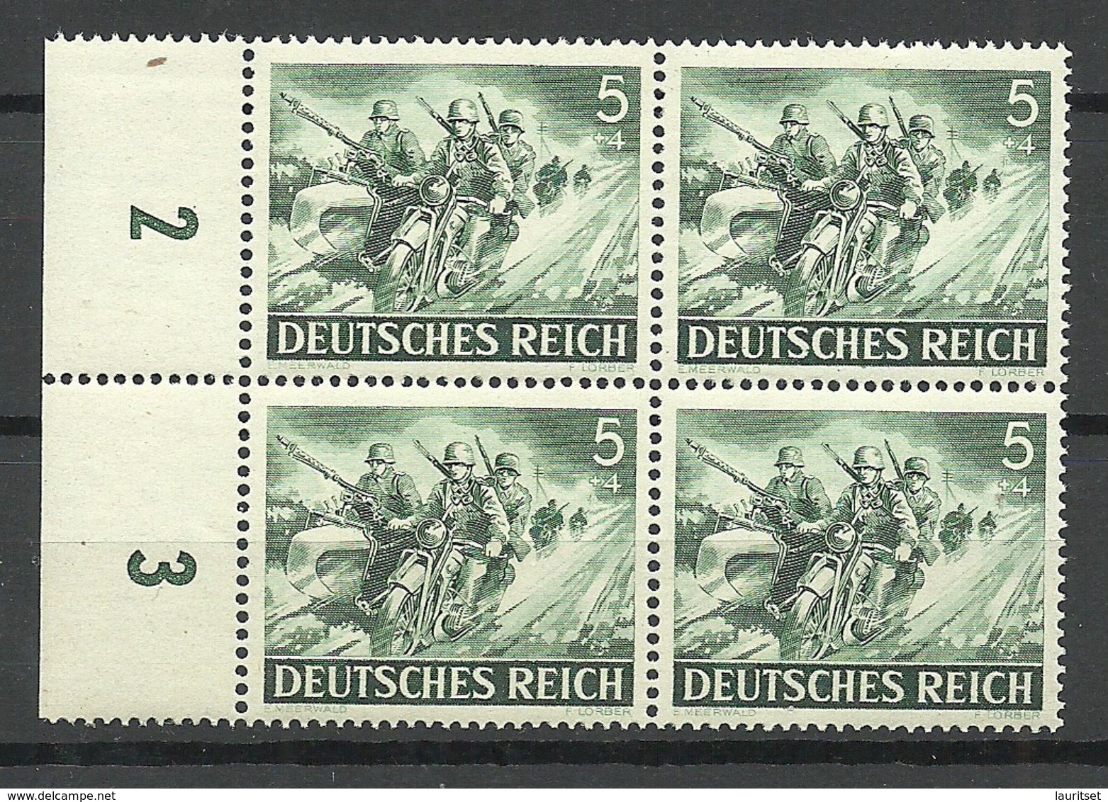 Deutsches Reich 1943 Michel 833 Tag Der Wehrmacht Als 4-Block MNH - Unused Stamps