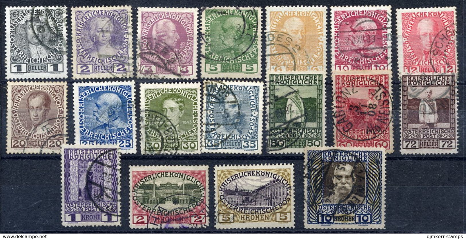 AUSTRIA 1908 60th Anniversary Of Reign Of Franz Joseph I  Fine Used.  Michel 139-49v, 150w-56w - Used Stamps