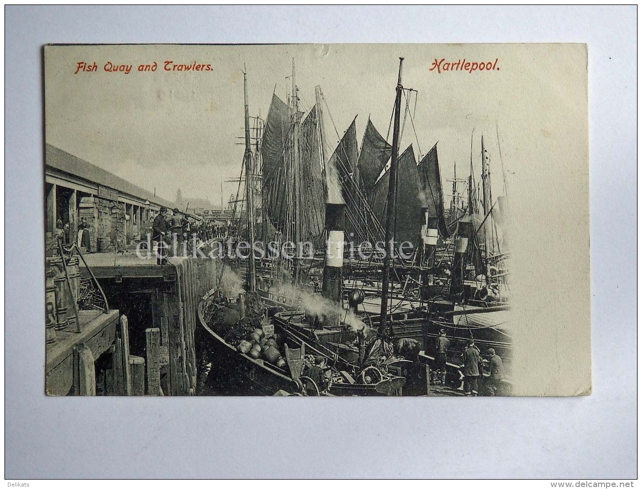 UK DURHAM Hartlepool Fish Quay Trawlers  Fisherman Old Postcard - Altri & Non Classificati