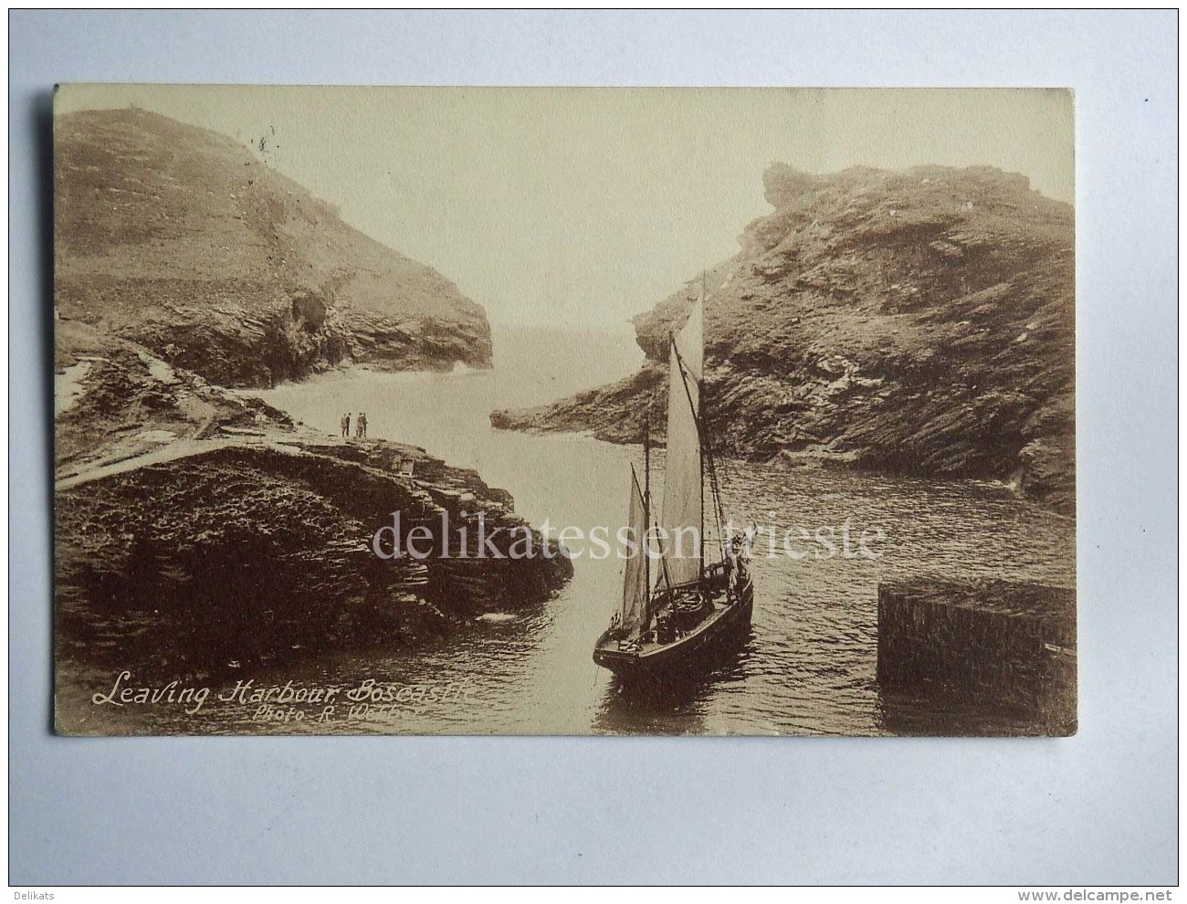 UK CORNOVAGLIA Cornwall BOSCASTLE Kastell Boterel Boat Old Postcard Photo Webber - Other & Unclassified