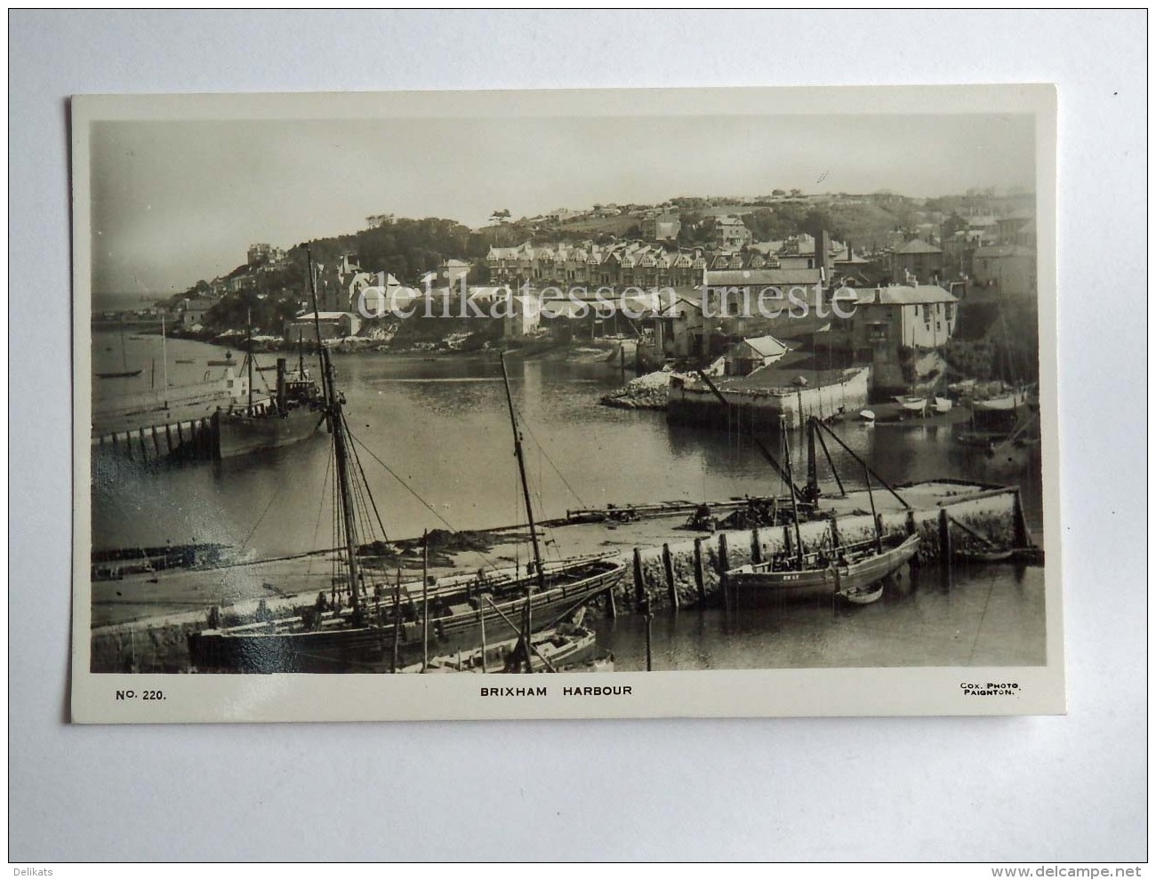 UK DEVON BRIXHAM Boat Harbour Old Postcard - Torquay