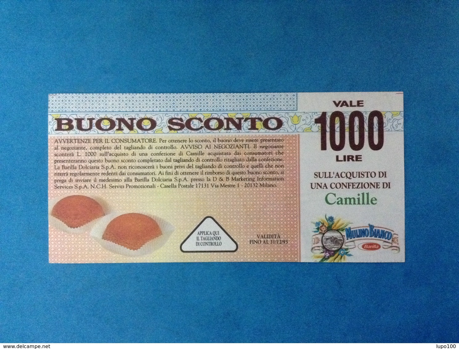 1993 BUONO SCONTO DA 1000 LIRE MULINO BIANCO BARILLA CAMILLE - Altri & Non Classificati