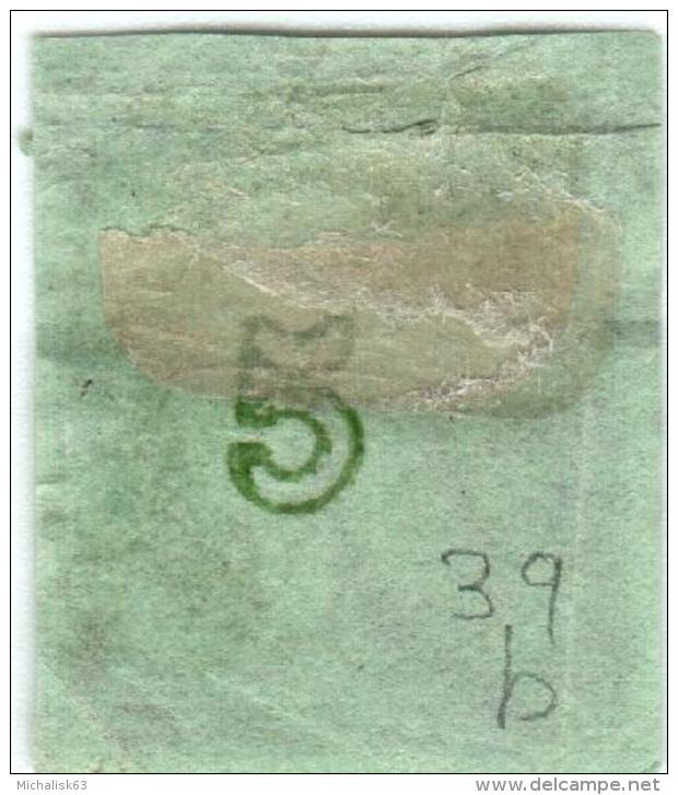 1A 193 Greece Large Hermes Head 1871-1876 Meshed Paper 5 Lepta  Hellas 39b Yellow Green (hole) - Used Stamps