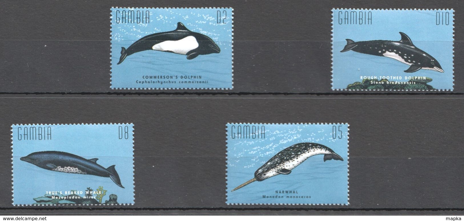 K346 GAMBIA MARINE LIFE DOLPHINS AND WHALES 1SET MNH - Wale