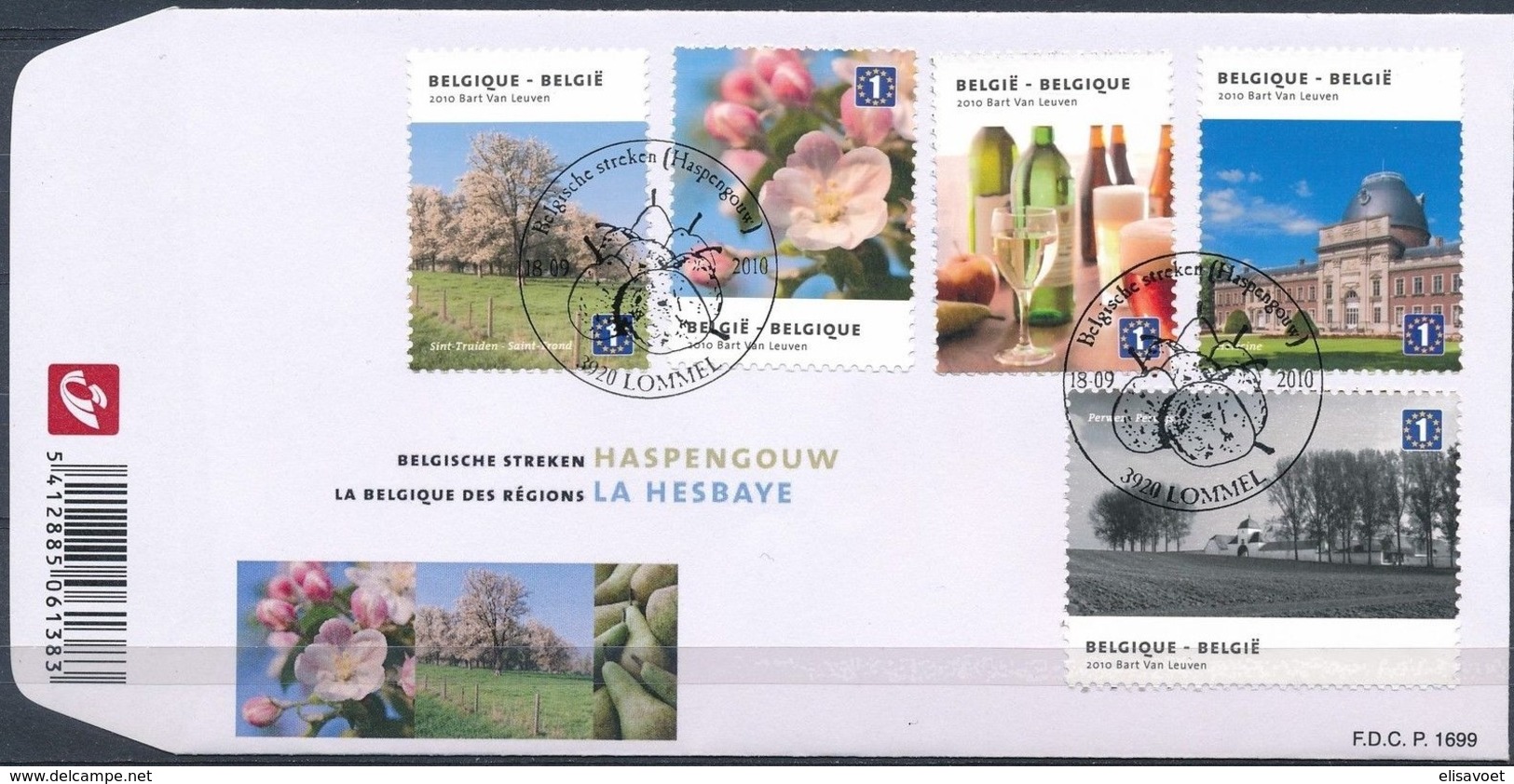 Belgie Belgique  2010 OCBn° FDC 4064-4068 (o) Oblitéré  Cote 12,50 Euro  Haspengouw La Hesbaye - 2001-2010